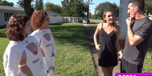 Leana, Kira and Mackenzie slobbers one long dong (Mackenzie Mace, Kira Perez)