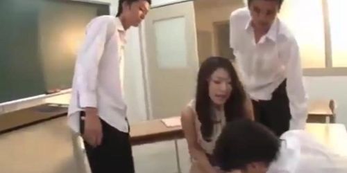 Japanese teacher gangbang in train and class (Reiko Kobayakawa)