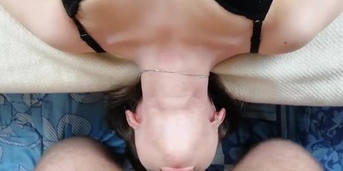 [LOOP] Upside down Deepthroat POV Facefuck down the Throat Cum Eye Contact