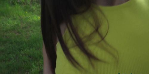 Italian in Tight Yellow Dress with Moona Snake