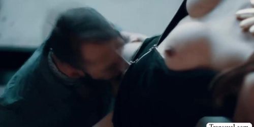 New stepson gets his ass bareback fuck by his TS stepmother