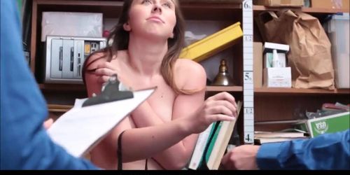 Cute Teen Shoplifter Lexi Lovell Fucked By Two Security Officers In Exchange For No Cops