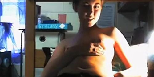 horny girl with hairbrush on skype