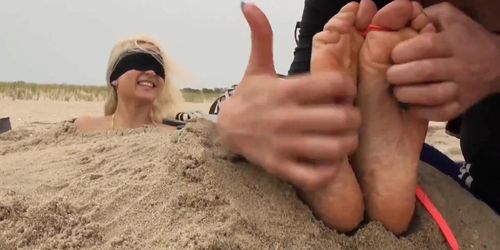 Asian Tickling Ch1e in the sand