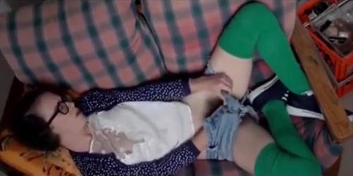 girl plays with pussy
