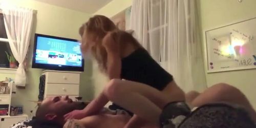 Blonde College Girlfriend Creampied When Riding Like Horny Cowgirl