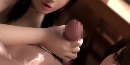 Blowjob and Footjob Hentai Threesome Gameplay