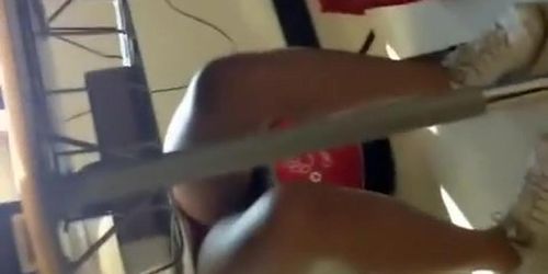 Cheerleader upskirted in school class