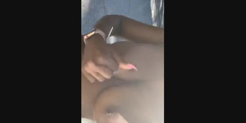 Ebony Woman is Fully Nude in Park