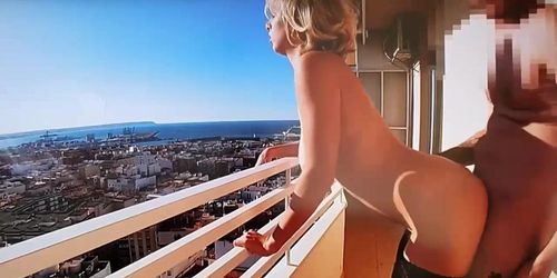 busty nice milf gets cock on balcony