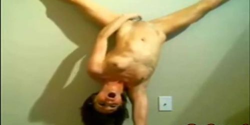 Hot teen does Handstand Orgasms