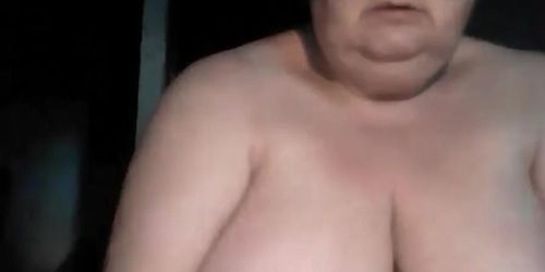 Fat mature BBW plays with hairy pussy