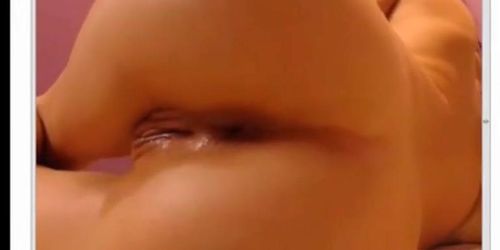 Webcam slut playing with a cucumber