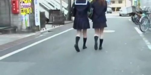 Street sharking video featuring two Japanese schoolgirls