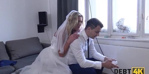 DEBT4k. Adorable bride rides strangers dick to get rid (Claudia Macc)