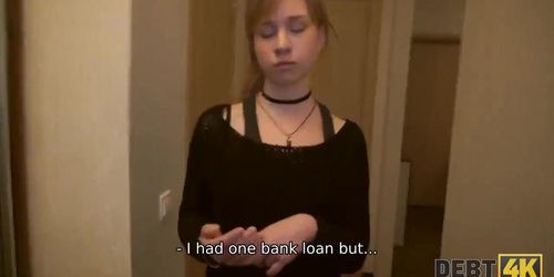 Debt4k&period; Experienced collectors penis reminds 21-year-old chick about the debt