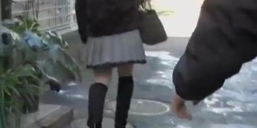 Big booty Asian bimbo gets spanked while taking street walk