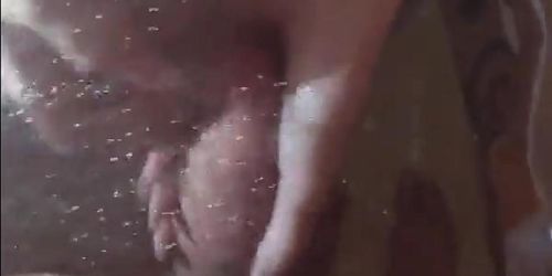 Long nails play with cock and blowjob under the shower