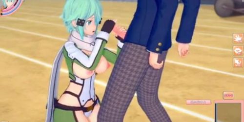 A lucky  Gamer have  sex with sinon SAO Hentai Waifu