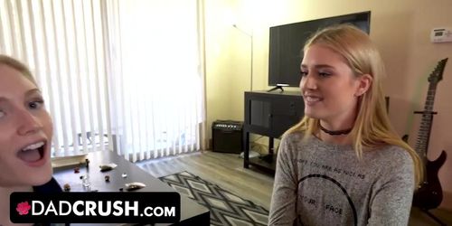 Dad Crush - Perv Stepdad Spies On His Teen Stepdaughters And Makes Them Sit On His Throbbing Dick (Emma Starr, Mazzy Grace)