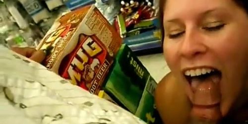 exciting blowjob in supermarket