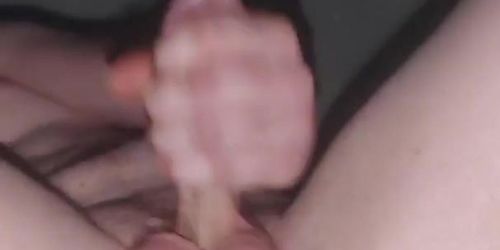 Jerking off alone.