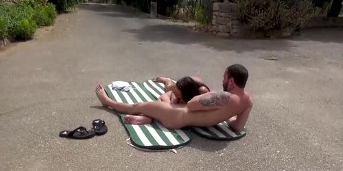 Hot threesome by the pool