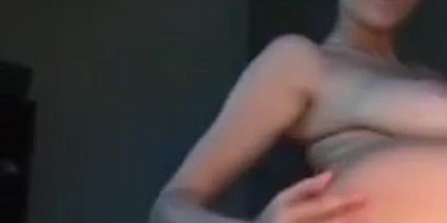 Nerdy teen with big boobs masturbates