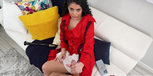 My Latina stepsister lets me see her pussy while she stroke my cock (Angel Gostosa)