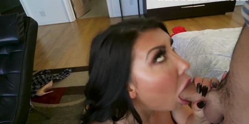 BANGBROS - Busty big boobed MILF stepmom deepthroats stepson BWC