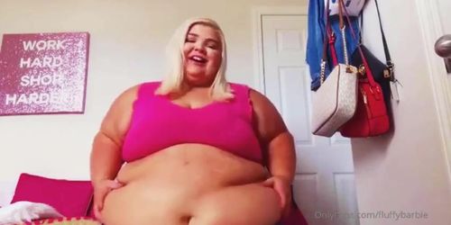 BBW Fluffy Barbie tight jean shorts struggle