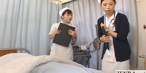 Subtitled CFNM Japanese nurses prep for intercourse