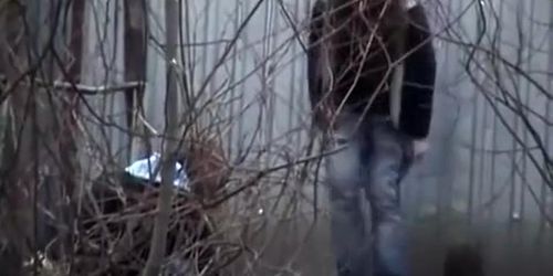Teens peeing byonde shed