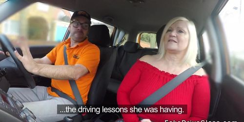 Huge boobs granny bangs driving instructor