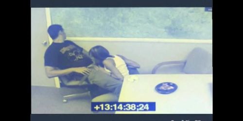 SCANDALOUSGFS - Black Babe Blowjob a Dick while waiting caught on cctv