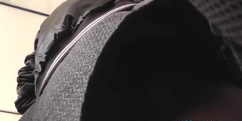 Real candid pantyhose upskirt movie in public transport