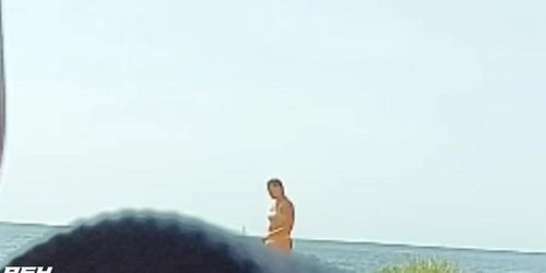 Public Flash cock beach see look