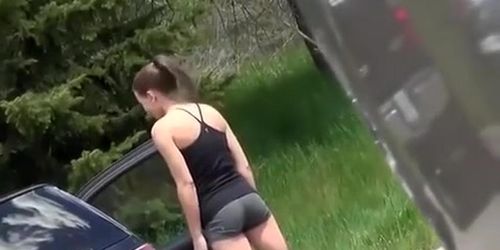 Hot fit girl in with tight sexy ass in tight shorts