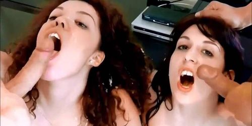 Two teens get jizzed on the face