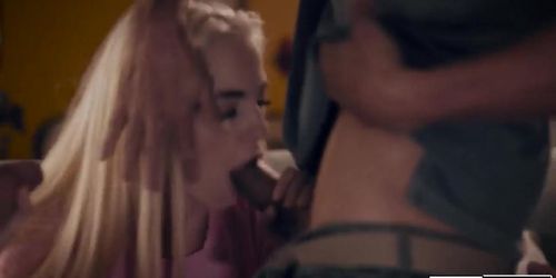 Small tits stepdaughter DPed by stepdad and teacher in 3some