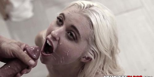 Kinky blonde gets facialized (Derrick Pierce, Aaliyah Love)