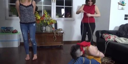 Mature ladies enjoy lesbian bondage