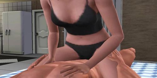 Sims 3 Jill Valentine does a lap dance on Tony Dinozzo