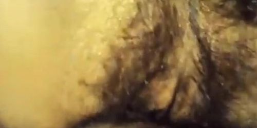 Closeup hairy MILF pussy and thick dick fucking