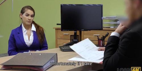 Horny bank clerk fucks busty Czech slut in the office