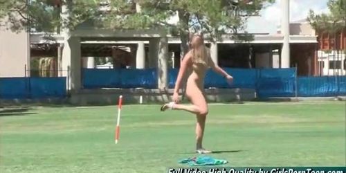 Veronica Porn Blonde Play at a park and golf course