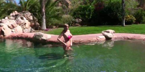 Busty lesbians fucking close up outdoors