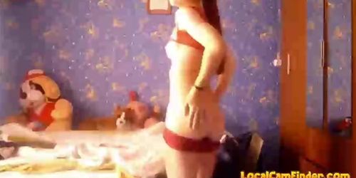 Russian teen Oksana tease and deepthroat with banana 1