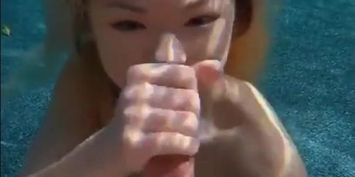 asian under water cumshot