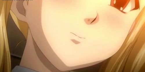Blonde anime teenie doing handjob